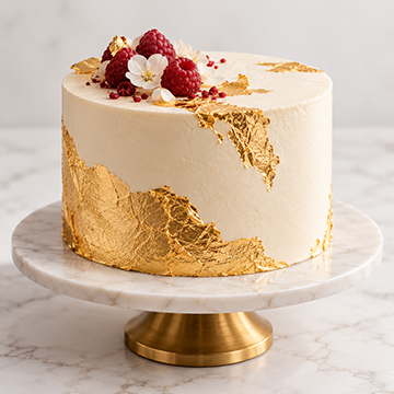 Celebration cake finished with edible gold leaf