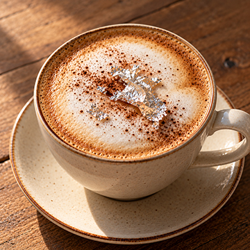 Cappuccino finished with silver leaf