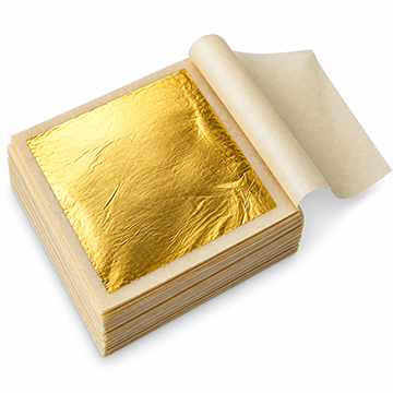23KT Edible Gold Leaf Pack - 500 lvs. in 20 books- 3 3/8" sq. (85mm)