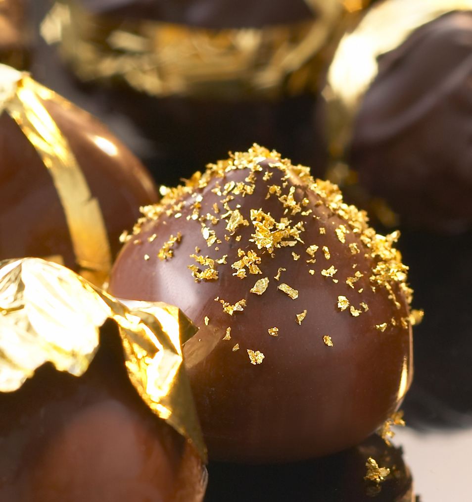 Edible gold dust on chocolate